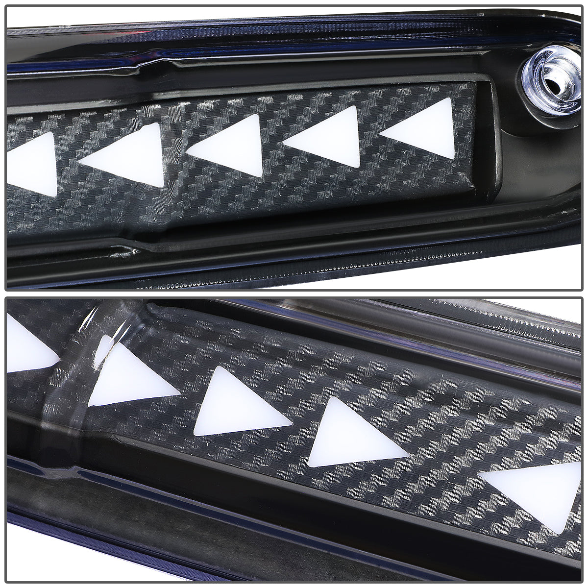 LUZ DE FRENO 07-13 CHEVY SILVERADO 1500, 1500HD, GMC SIERRA 1500, 1500HD / 07-14 SILVERADO 2500, 3500, HD MODELS, GMC SIERRA 2500, 3500, HD MODELS / 09-10 HUMMER H3T - 3D - LED - SEQUENTIAL TRIANGLE LED - BLACK