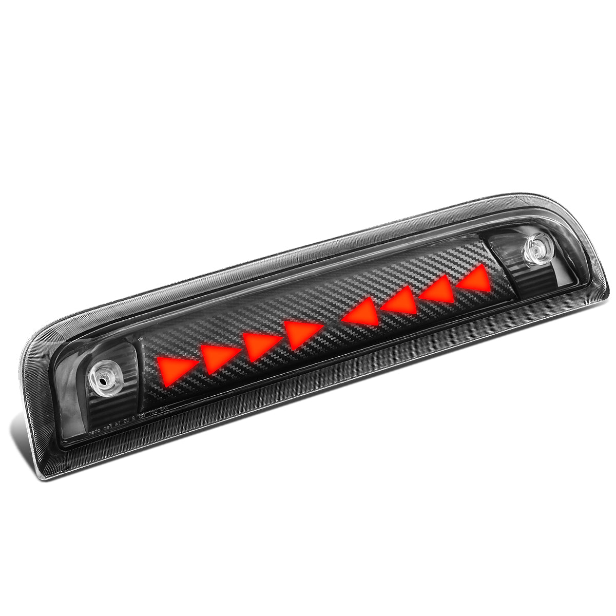 LUZ DE FRENO 14-20 CHEVY SILVERADO 1500 / 14-18 GMC SIERRA 1500 / 15-19 SILVERADO 2500, 3500, SIERRA 2500, 3500 / 2019 SIERRA 1500 LIMITED - FITS MODELS WITH CARGO LIGHT - 3D - SEQUENTIAL TRIANGLE LED - BLACK