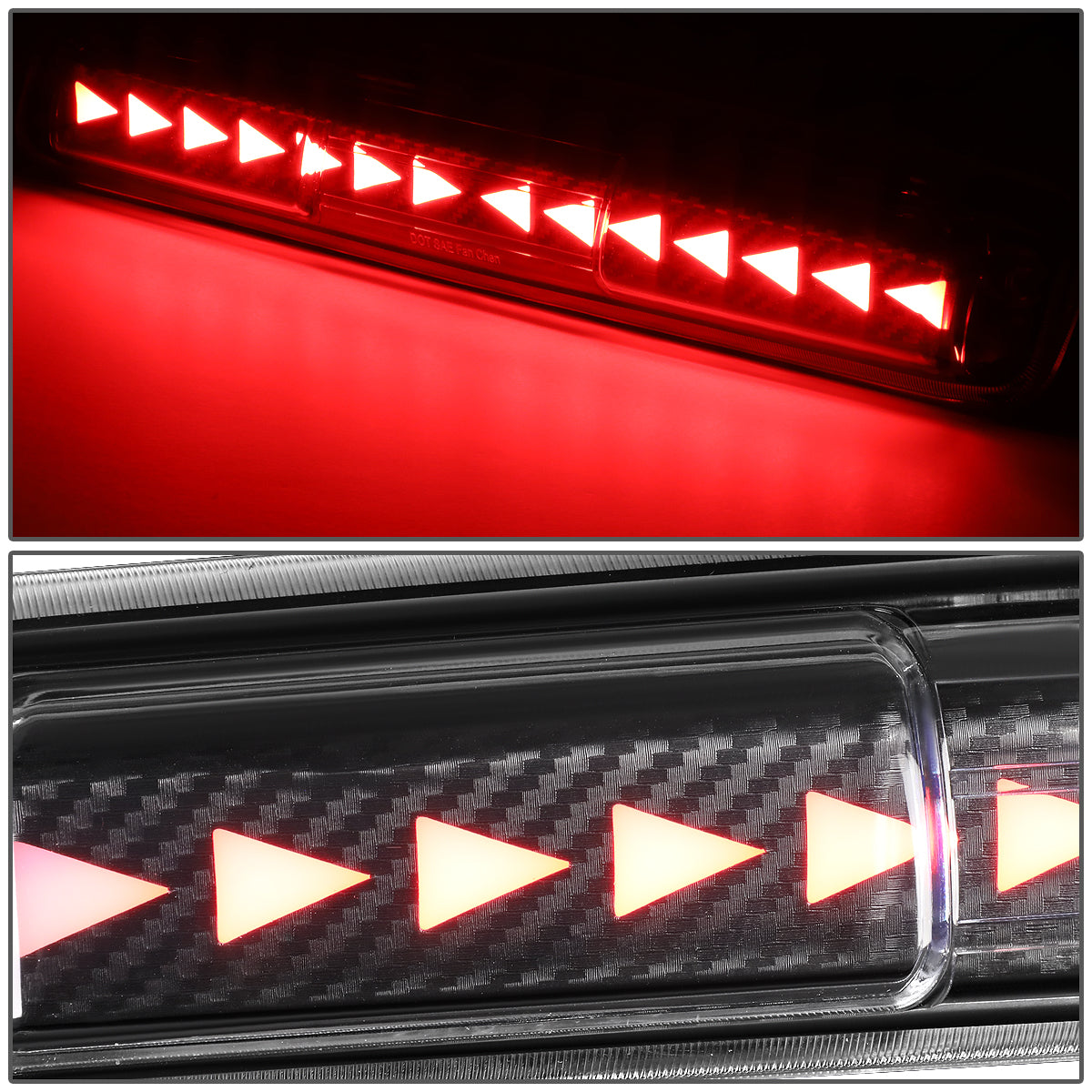 LUZ DE FRENO 99-06 CHEVY SILVERADO 1500, 2500, 3500, HD MODELS, GMC SIERRA 1500, 2500, 3500, HD MODELS / 2007 SILVERADO 1500, 2500, 3500, HD MODELS CLASSIC, SIERRA 1500, 2500, 3500 , HD MODELS CLASSIC - 3D - SEQUENTIAL TRIANGLE LED - BLACK