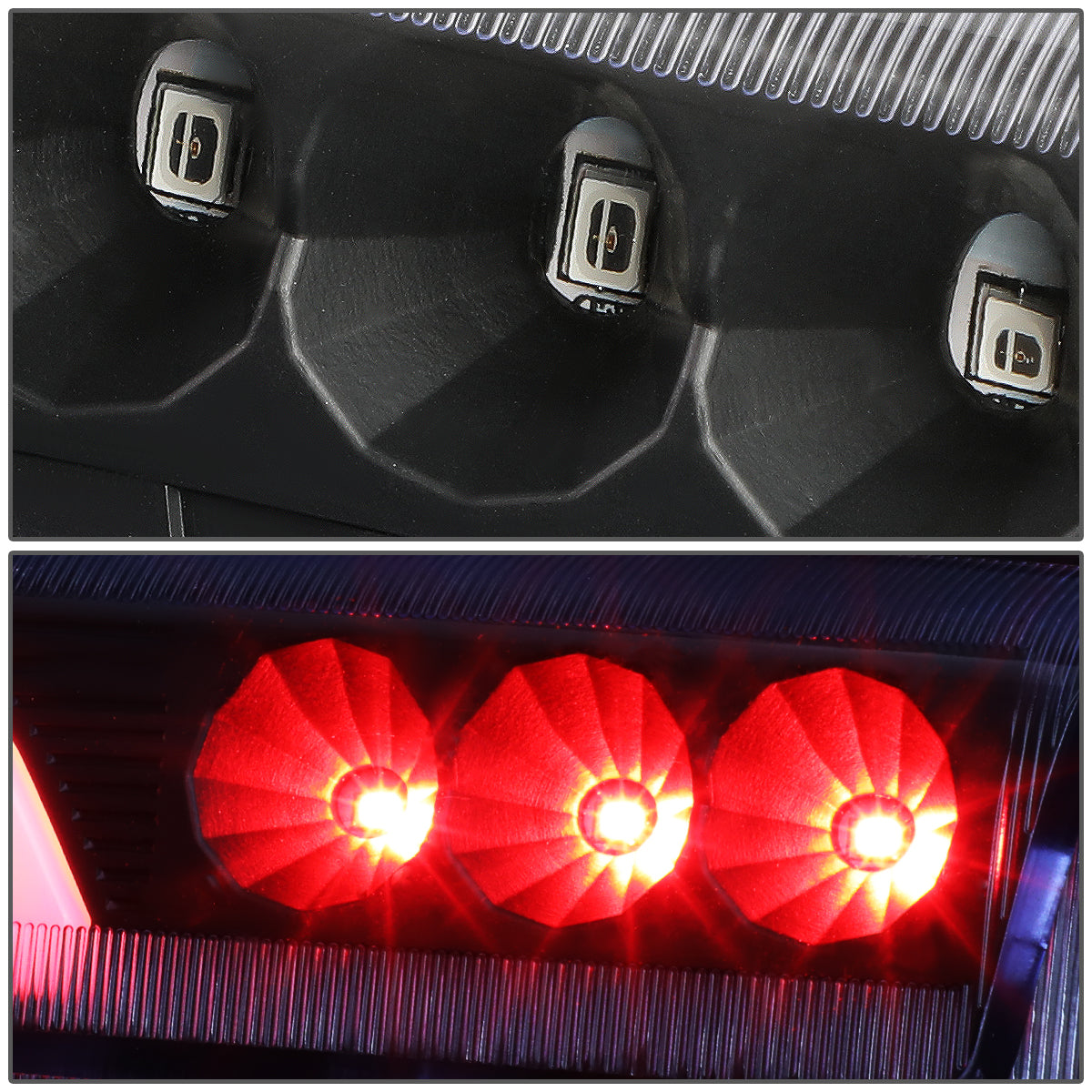 LUZ DE FRENO 00-06 CHEVY SUBURBAN 1500, 2500, TAHOE, GMC YUKON, YUKON XL 1500, 2500 - FITS LIFTGATE MODEL REAR DOORS ONLY - 3D - LED - BLACK