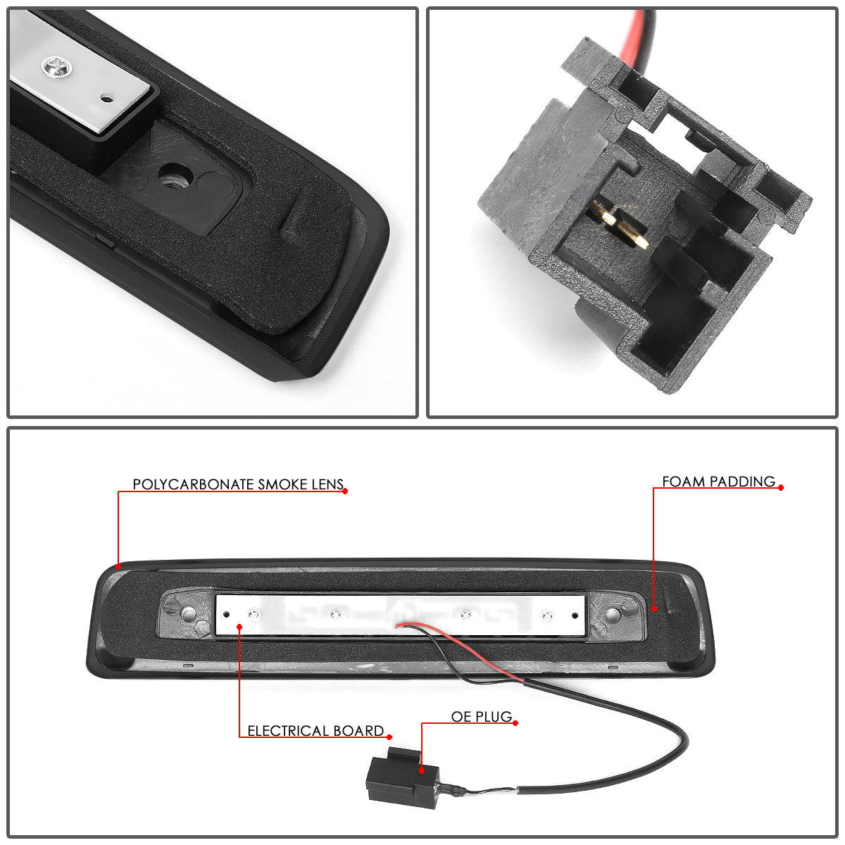 LUZ DE FRENO 06-10 JEEP COMMANDER - 3D - LED - BLACK / SMOKE