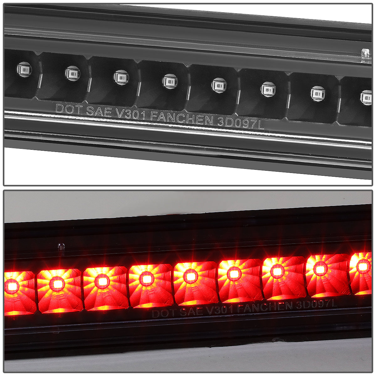 LUZ DE FRENO 05-15 NISSAN ARMADA / 2004 PATHFINDER ARMADA / 04-10 INFINITI QX56 - FITS MODELS WITHOUT CARGO LIGHT - LED - BLACK