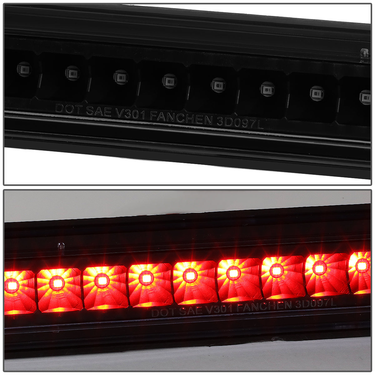 LUZ DE FRENO 05-15 NISSAN ARMADA / 2004 PATHFINDER ARMADA / 04-10 INFINITI QX56 - FITS MODELS WITHOUT CARGO LIGHT - LED - BLACK / SMOKE