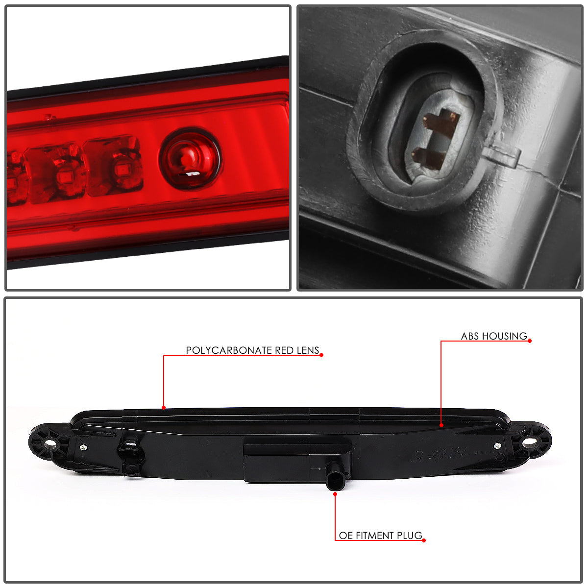 LUZ DE FRENO 05-15 NISSAN ARMADA / 2004 PATHFINDER ARMADA / 04-10 INFINITI QX56 - FITS MODELS WITHOUT CARGO LIGHT - LED - RED
