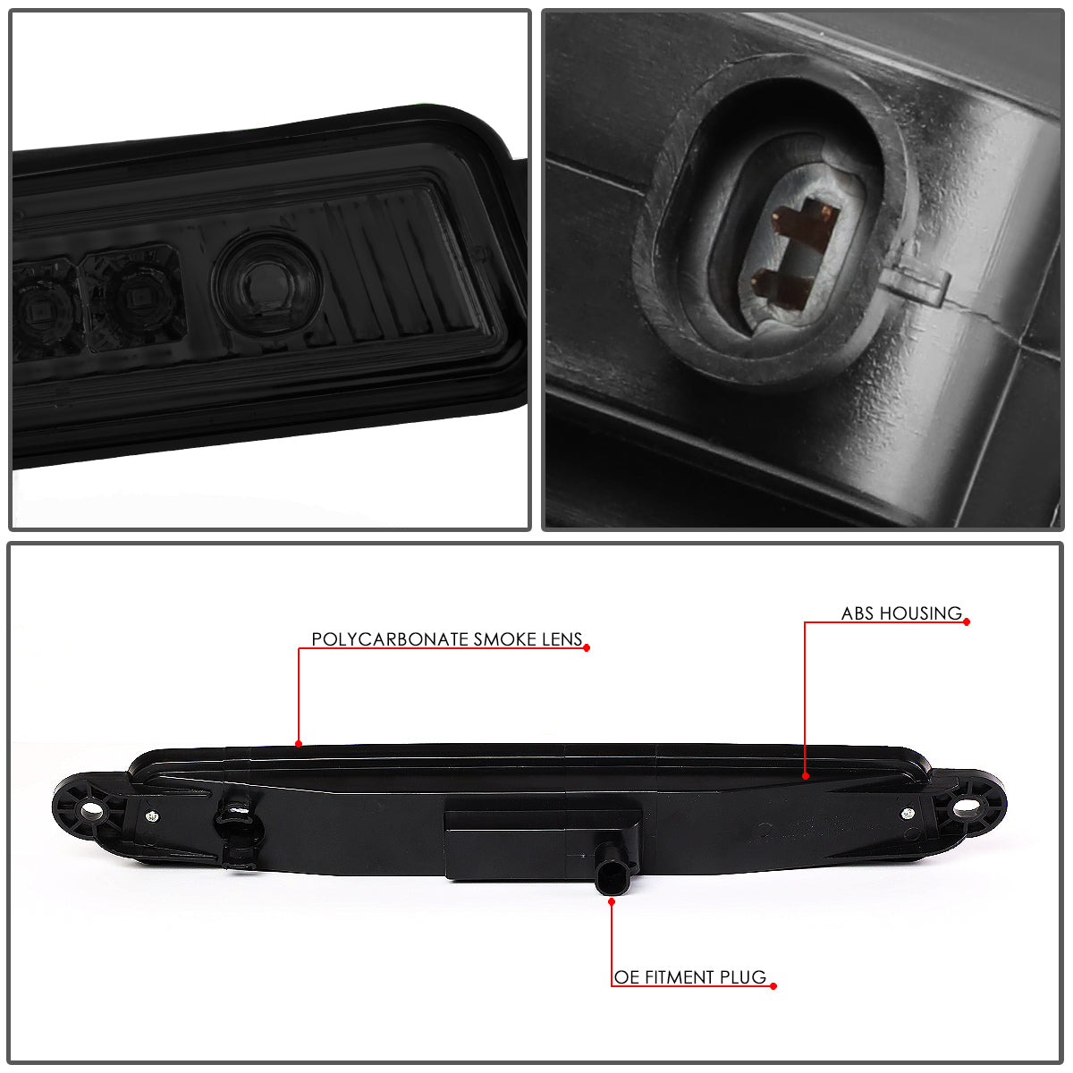 LUZ DE FRENO 05-15 NISSAN ARMADA / 2004 PATHFINDER ARMADA / 04-10 INFINITI QX56 - FITS MODELS WITHOUT CARGO LIGHT - LED - SMOKE