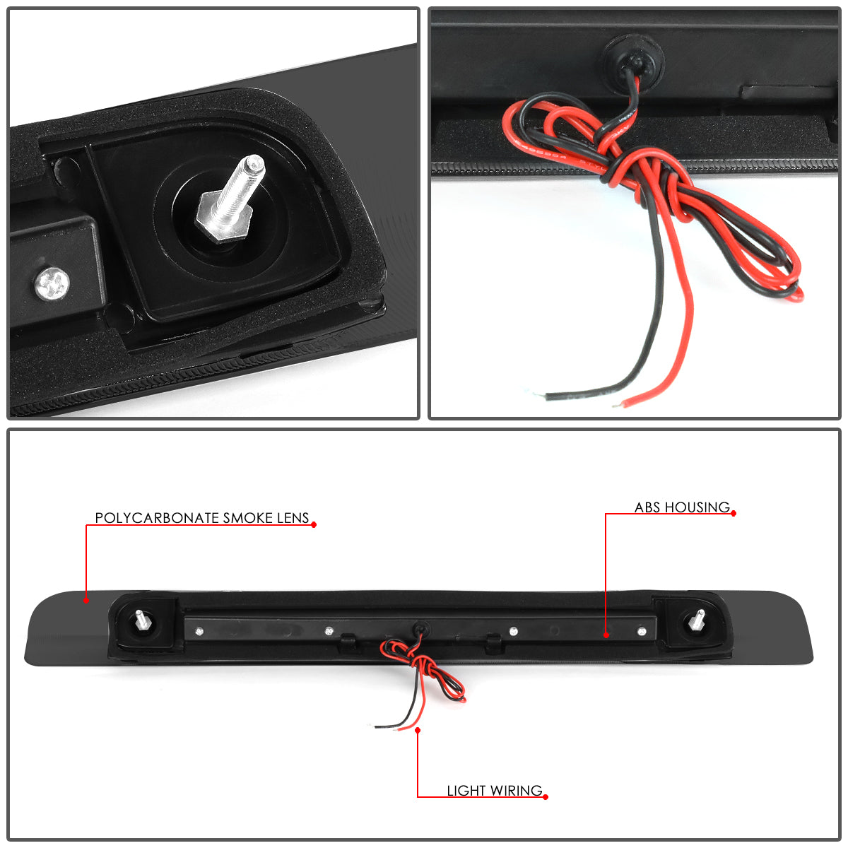LUZ DE FRENO 98-07 TOYOTA LAND CRUISER - FITS MODELS WITHOUT SPOILER - REQUIRES WIRING TO VEHICHLES EXISTING HARNESS - LED - BLACK / SMOKE