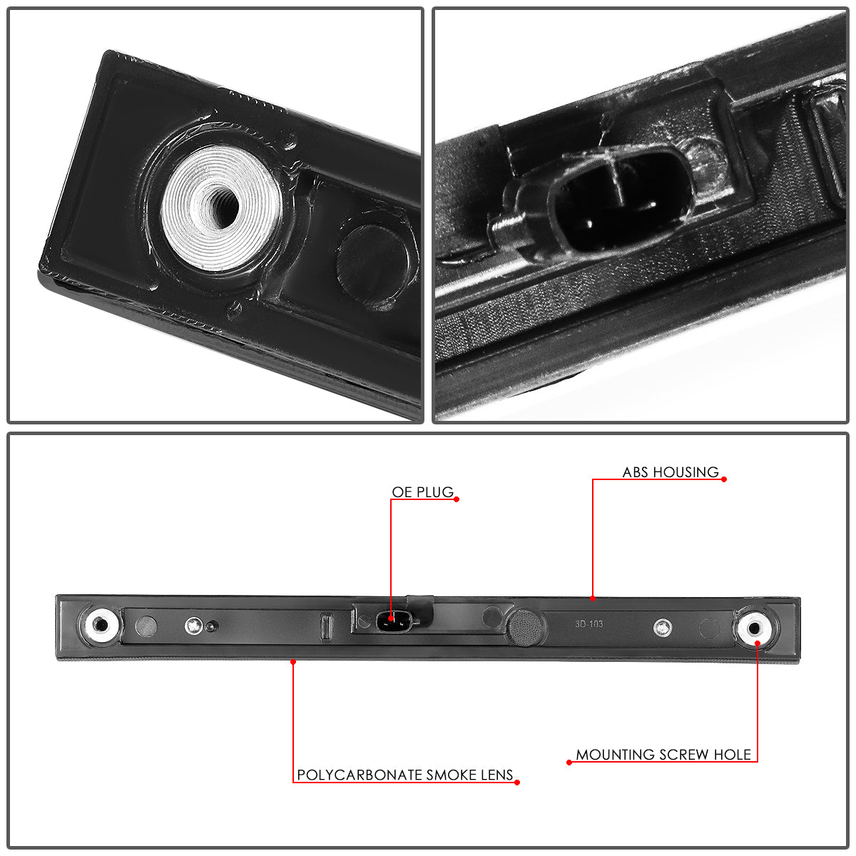 LUZ DE FRENO 13-18 TOYOTA RAV4 / 10-19 LEXUS GX460 - LED - BLACK / SMOKE