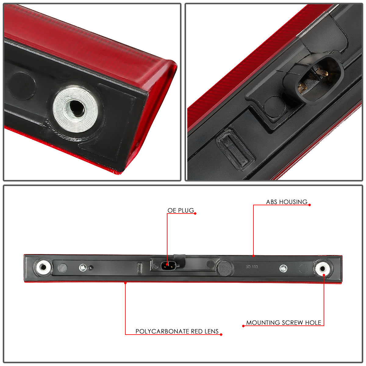 LUZ DE FRENO 98-07 TOYOTA LAND CRUISER - FITS MODELS WITHOUT SPOILER - REQUIRES WIRING TO VEHICHLES EXISTING HARNESS - LED - RED