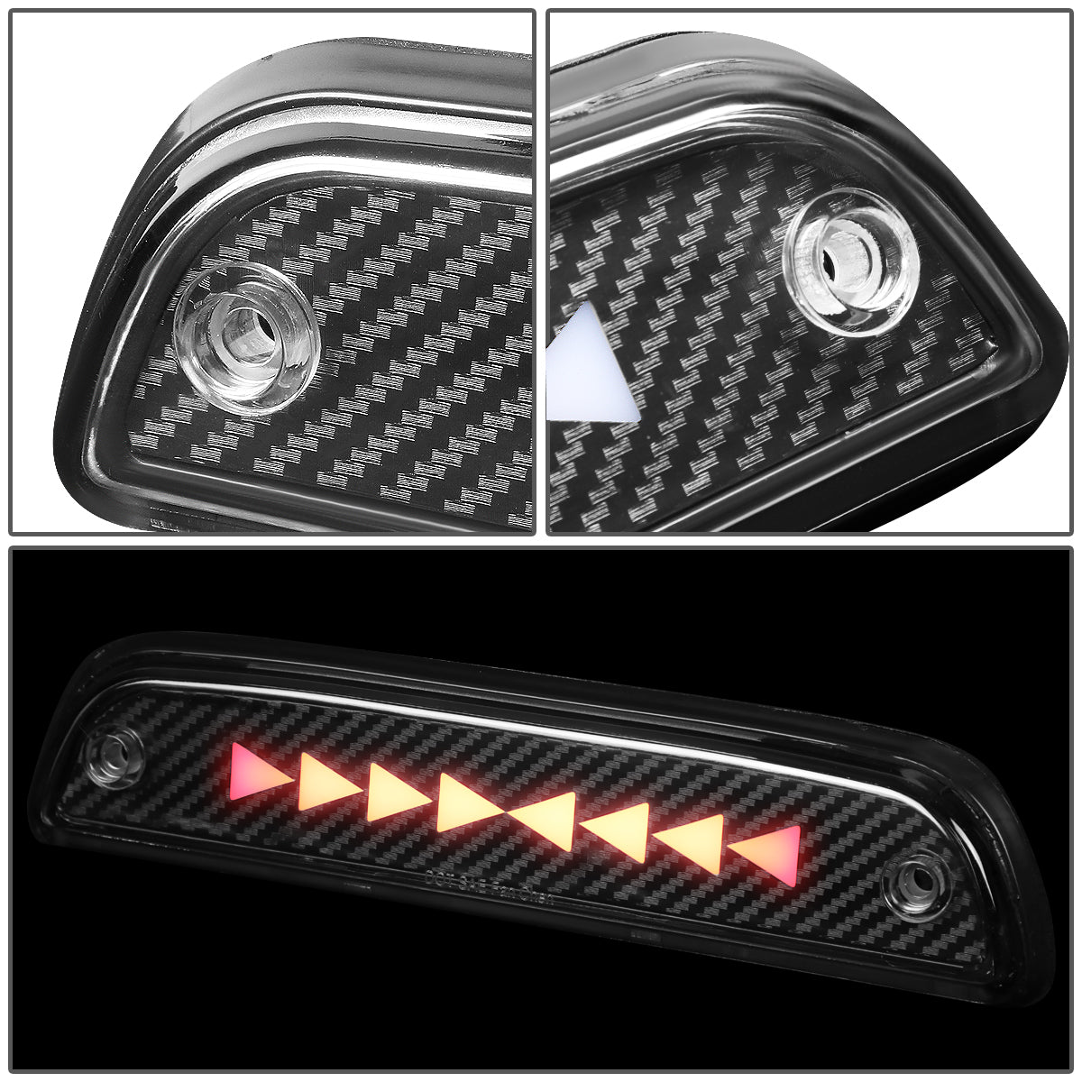 LUZ DE FRENO 95-15 TOYOTA TACOMA ALL MODELS / 16-PRESENT TACOMA ACCESS EXTENDED CAB - 3D - SEQUENTIAL TRIANGLE LED - BLACK