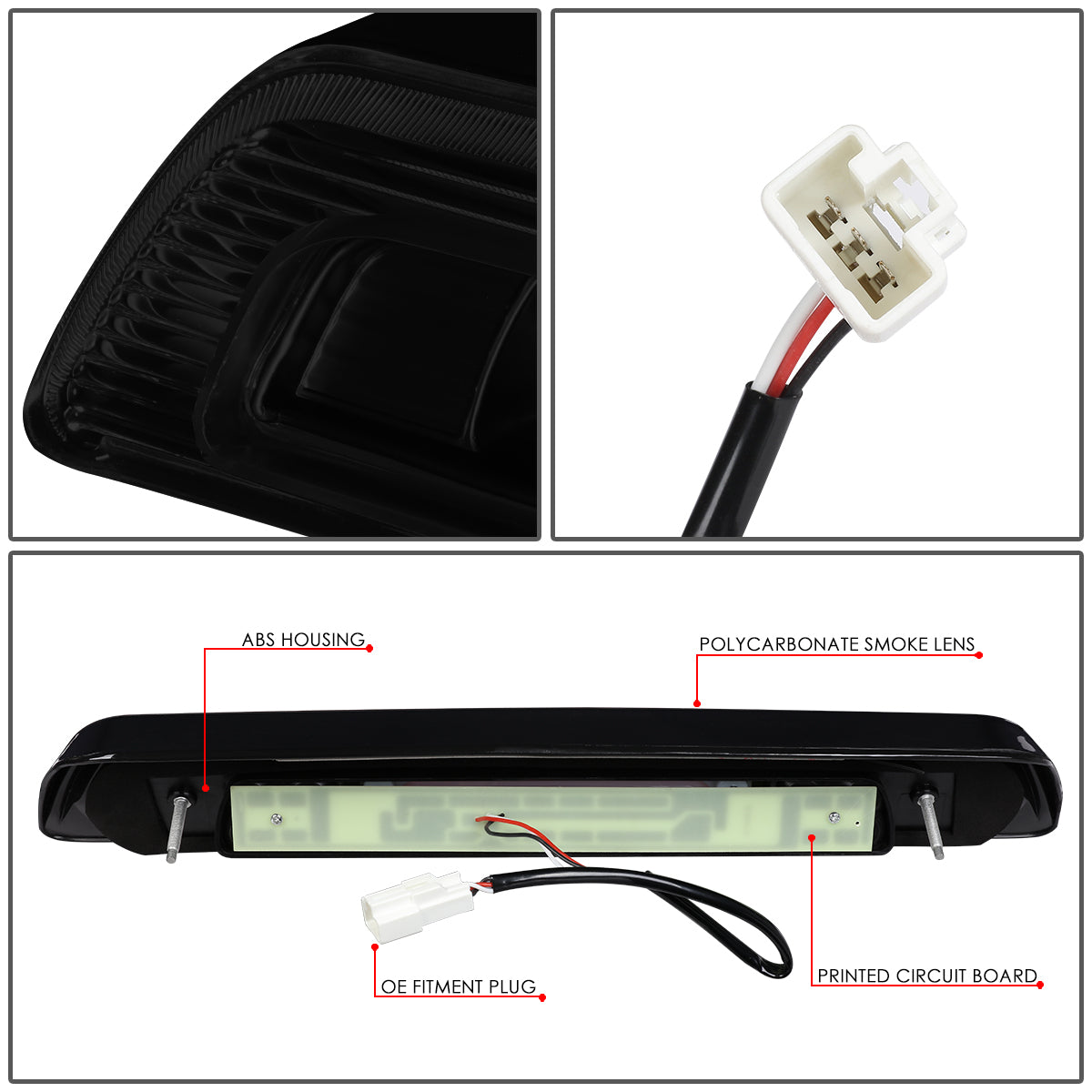 LUZ DE FRENO 07-18 TOYOTA TUNDRA - 3D - LED - BLACK / SMOKE