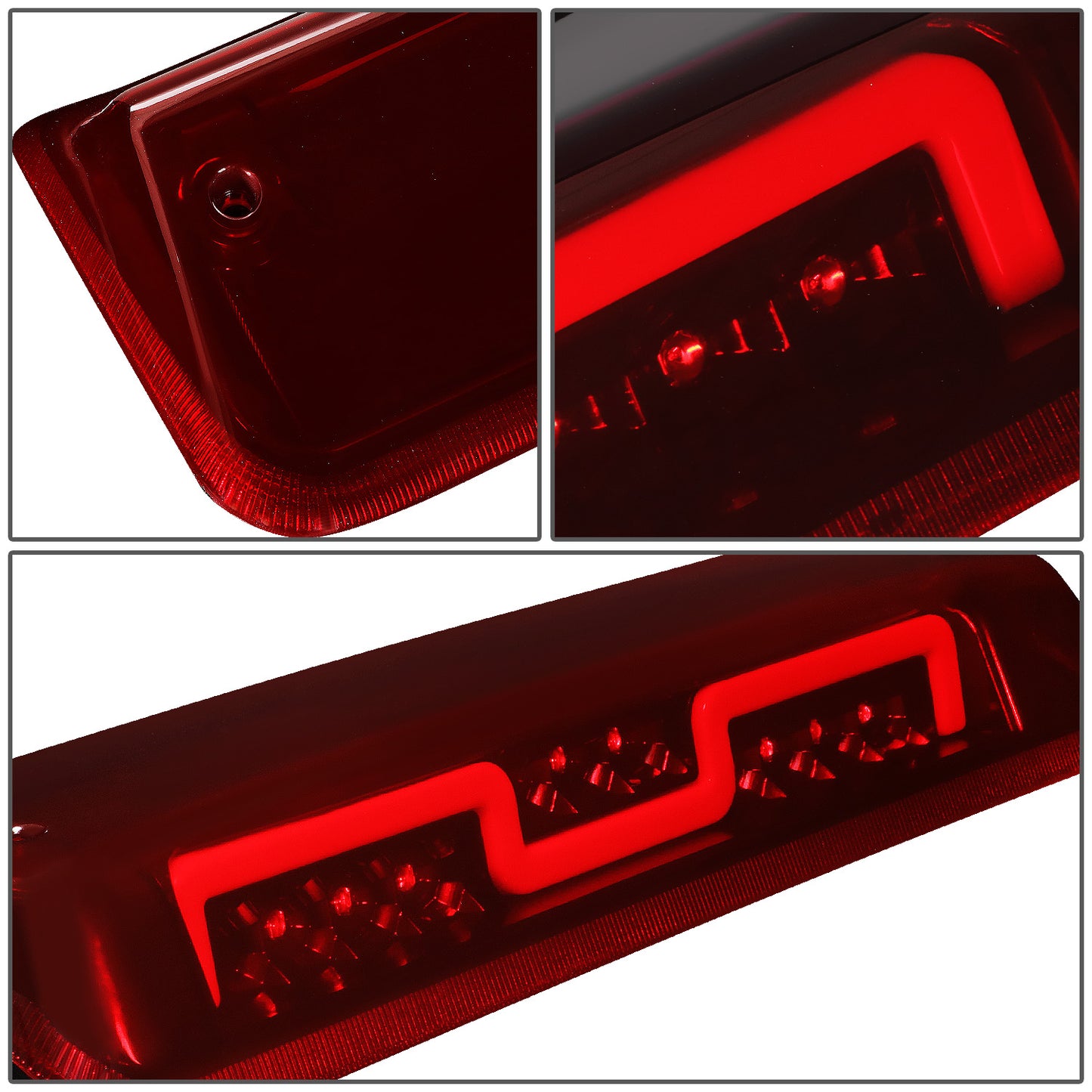 LUZ DE FRENO 3RD BRAKE LIGHT - 07-10 FORD EXPLORER SPORT TRAC / 04-08 F-150, LOBO / 06-08 LINCOLN MARK LT - FITS MODELS WITH CARGO LIGHT ONLY - SEQUENTIAL CHASE LED - DARK RED