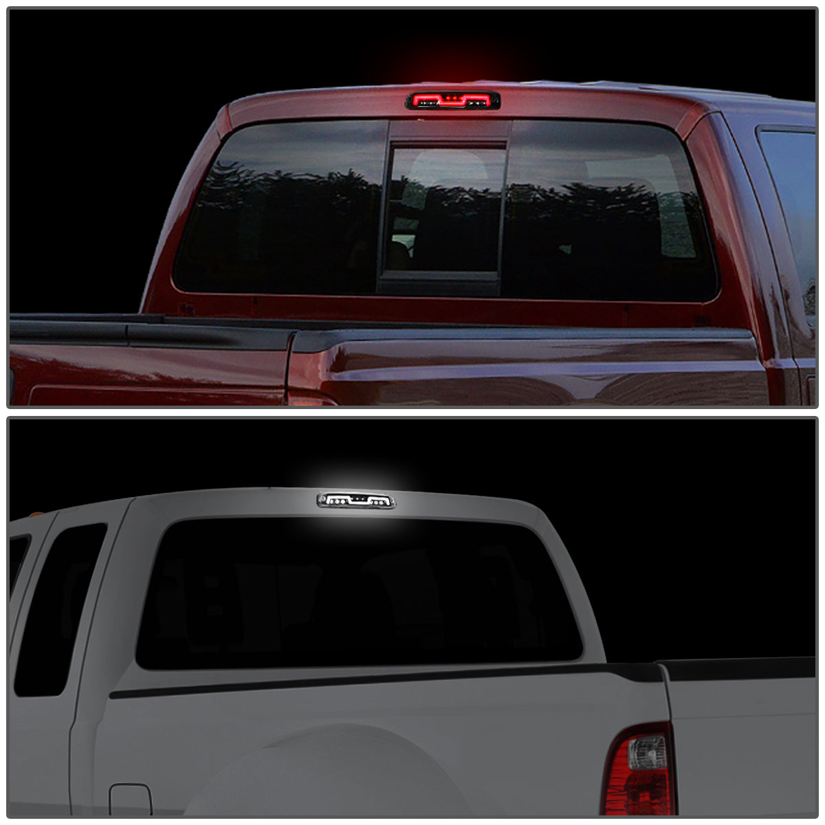 LUZ DE FRENO 3RD BRAKE LIGHT - 93-11 FORD RANGER / 99-16 F-250, F-350 SD, F-450 SD, F-550 SD / 95-03 MAZDA B2300, B2500, B3000, B4000 - FITS MODELS WITH CARGO LIGHTS ONLY - SEQUENTIAL CHASE LED - CHROME