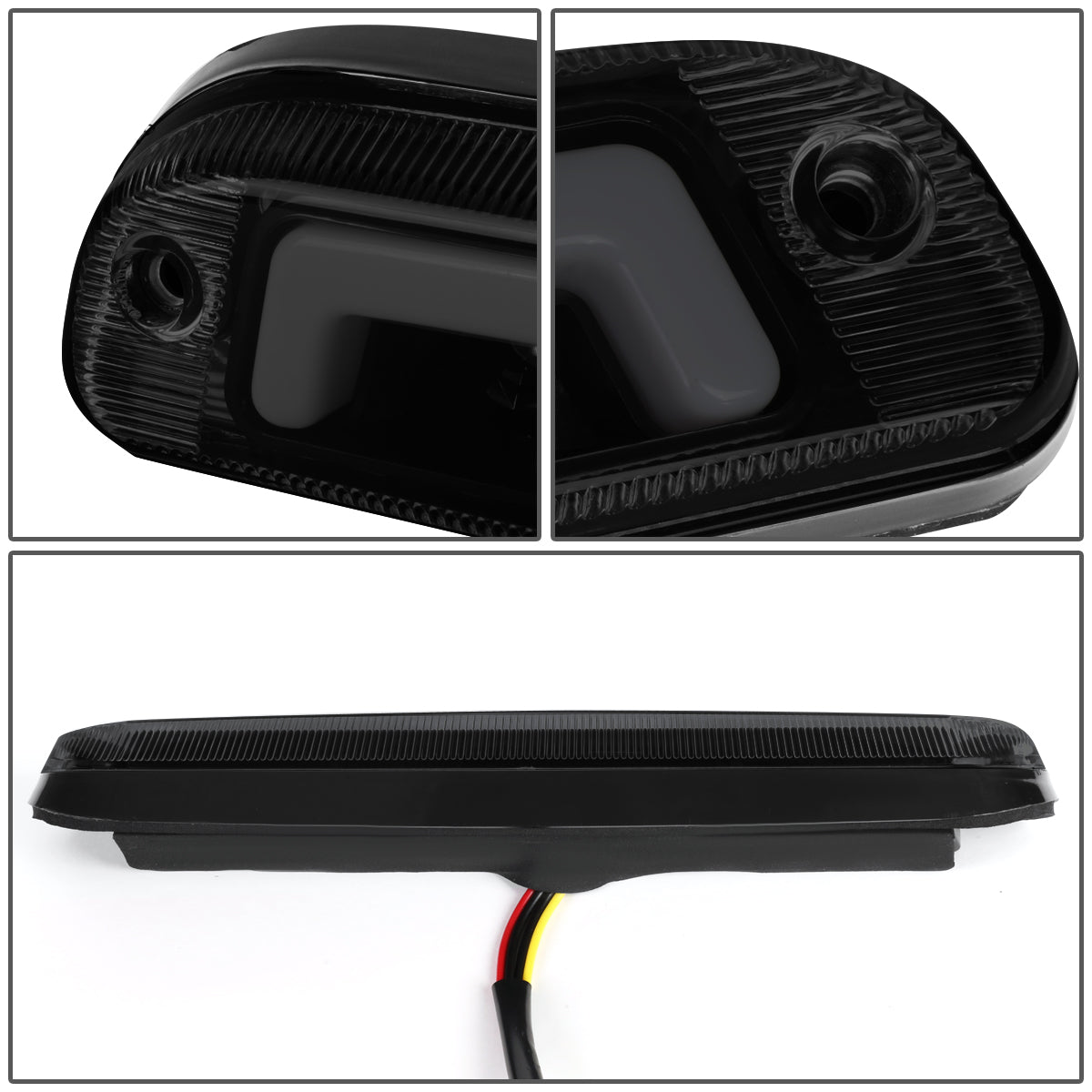 LUZ DE FRENO 3RD BRAKE LIGHT - 93-11 FORD RANGER / 99-16 F-250, F-350 SD, F-450 SD, F-550 SD / 95-03 MAZDA B2300, B2500, B3000, B4000 - FITS MODELS WITH CARGO LIGHTS ONLY - SEQUENTIAL CHASE LED - SMOKE