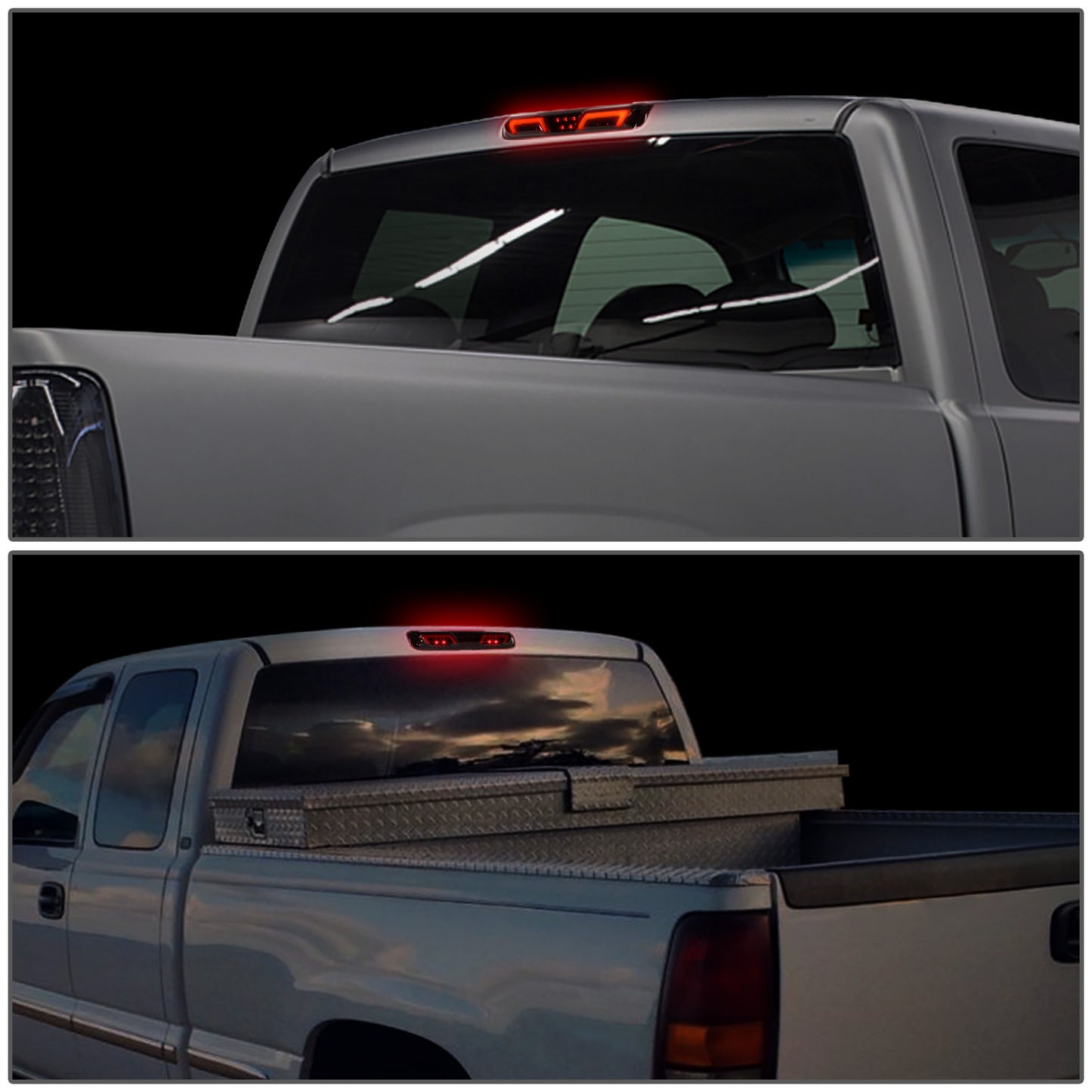 LUZ DE FRENO 3RD BRAKE LIGHT - 99-06 CHEVROLET SILVERADO 1500 2500 3500 & HD MODELS / 2007 CHEVROLET SILVERADO 1500 2500 3500 & HD MODELS CLASSIC / 99-06 GMC SIERRA 1500 2500 3500 & HD MODELS / 2007 GMC SIERRA 1500 2500 3500 & HD MODELS CLASSIC - LED -