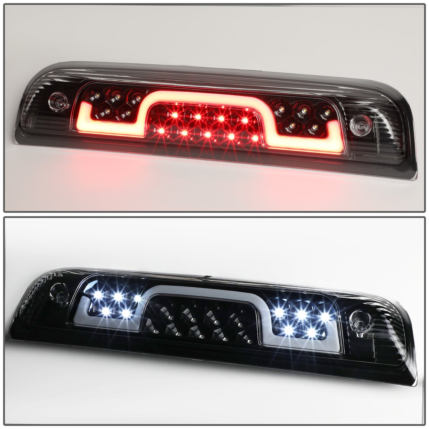 LUZ DE FRENO 3RD BRAKE LIGHT - 14-20 CHEVY SILVERADO 1500, GMC SIERRA 1500 / 15-20 CHEVY SILVERADO 2500, 3500, GMC SIERRA 2500, 3500 / 2019 GMC SIERRA 1500 LIMITED - STANDARD CAB ONLY - SEQUENTIAL CHASE LED - CHROME
