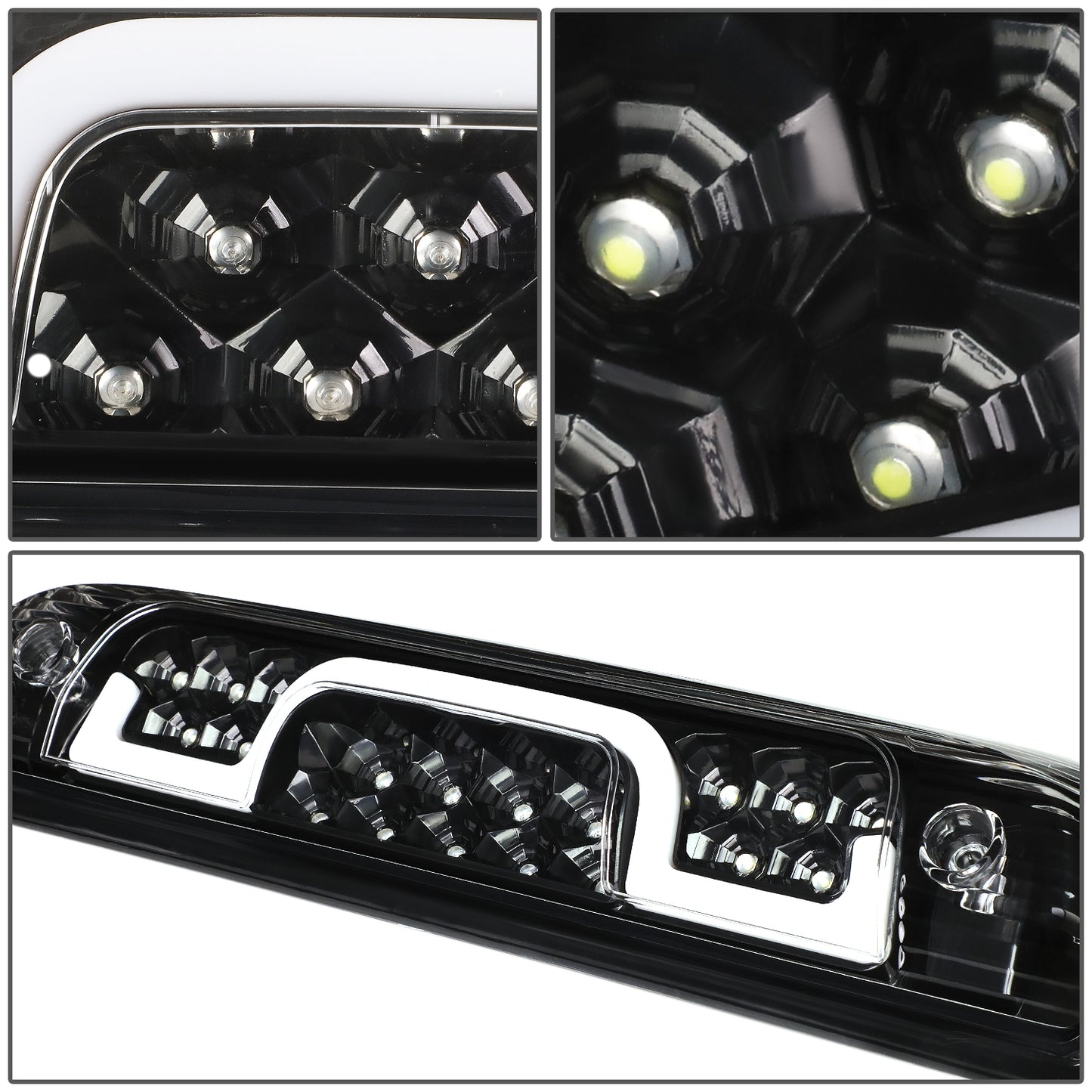 LUZ DE FRENO 3RD BRAKE LIGHT - 14-20 CHEVY SILVERADO 1500, GMC SIERRA 1500 / 15-20 CHEVY SILVERADO 2500, 3500, GMC SIERRA 2500, 3500 / 2019 GMC SIERRA 1500 LIMITED - STANDARD CAB ONLY - SEQUENTIAL CHASE LED - CHROME