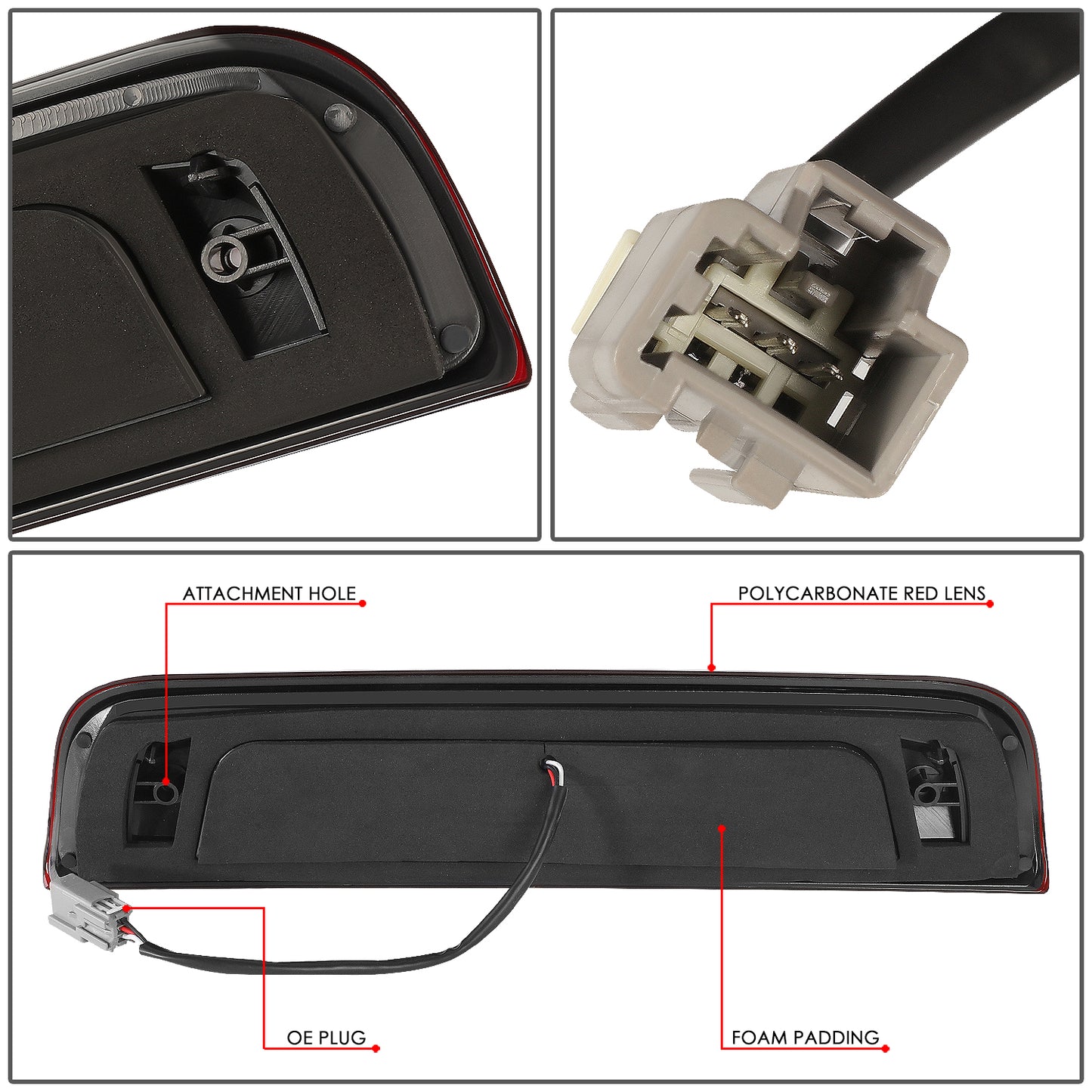 LUZ DE FRENO 3RD BRAKE LIGHT - 14-20 CHEVROLET SILVERADO 1500 / 15-20 CHEVROLET SILVERADO 2500 / 15-20 CHEVROLET SILVERADO 3500 / 14-20 GMC SIERRA 1500 / 2019 GMC SIERRA 1500 LIMITED / 15-20 GMC SIERRA 2500 / 15-20 GMC SIERRA 3500 - STANDARD CAB ONLY -