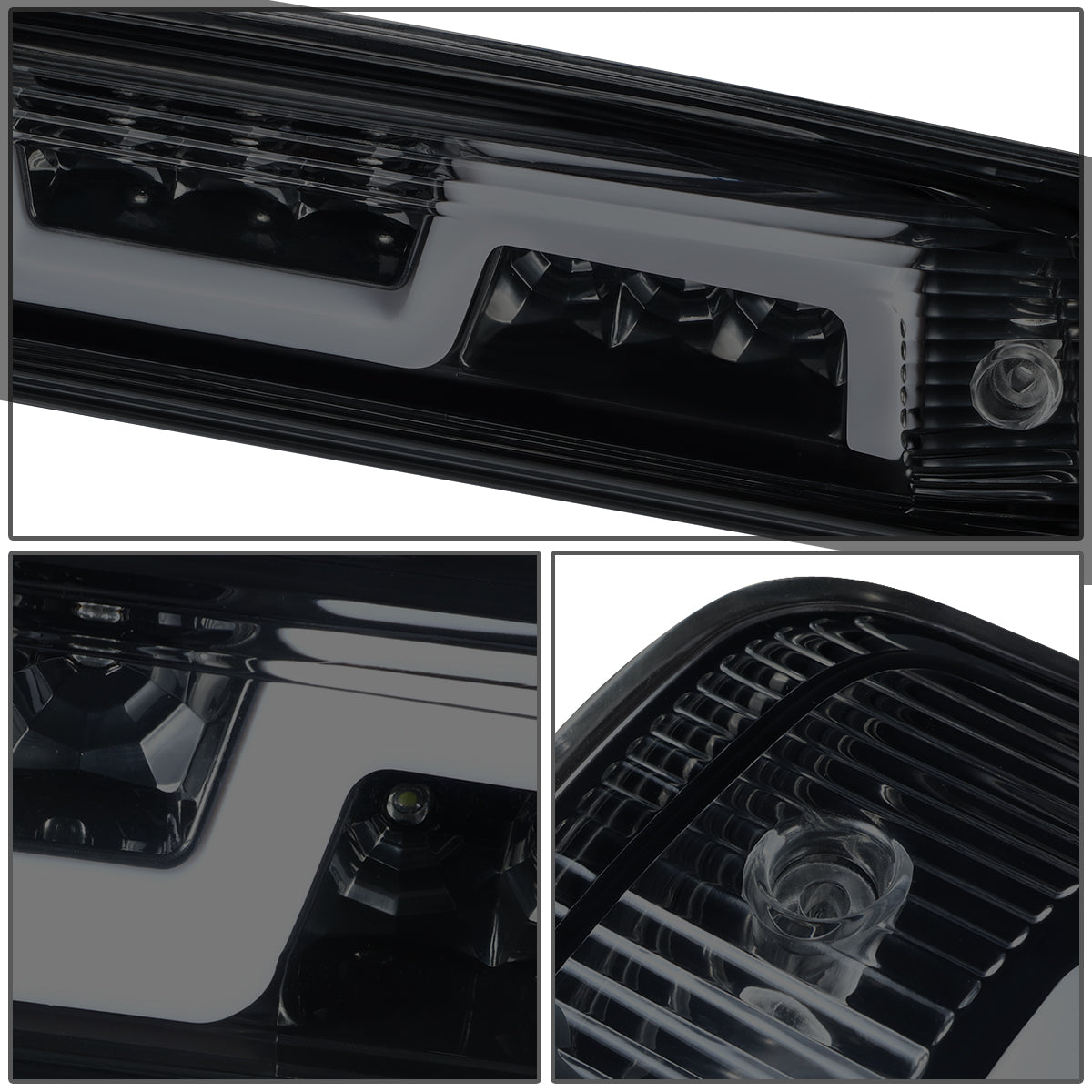 LUZ DE FRENO 3RD BRAKE LIGHT - 09-10 DODGE RAM 1500 / 2010 RAM 2500, 3500 / 11-18 RAM 1500, 2500, 3500 / 19-22 RAM 1500 CLASSIC - SEQUENTIAL LED - SMOKE