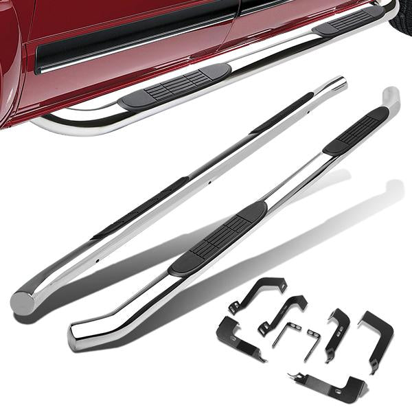 ESTRIBOS 3" - ROUND - 90 DEG - 99-15 CHEVY SILVERADO CREW CAB - SILVER