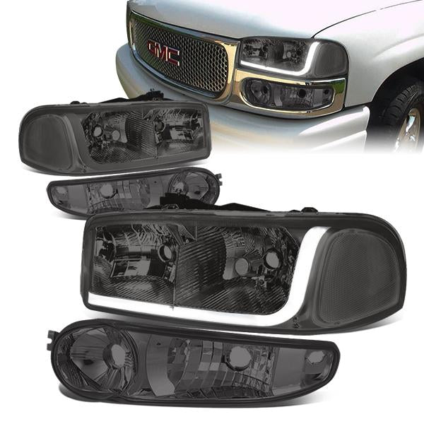 FAROS 2001 GMC SIERRA C3 / 02-06 GMC SIERRA 1500 DENALI / 01-06 GMC YUKON DENALI, YUKON XL 1500 DENALI / 2007 GMC SIERRA 1500 DENALI - LED DRL - 4PC - SMOKE HOUSING / CLEAR CORNER
