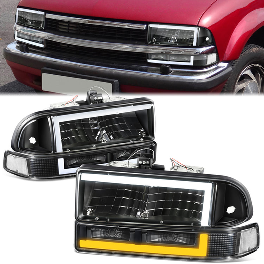 FAROS 98-04 CHEVROLET BLAZER / 98-04 CHEVROLET S10 - 194 MARKER - LED SWITCHBACK L-PATTERN LIGHT BAR - BLACK / CLEAR