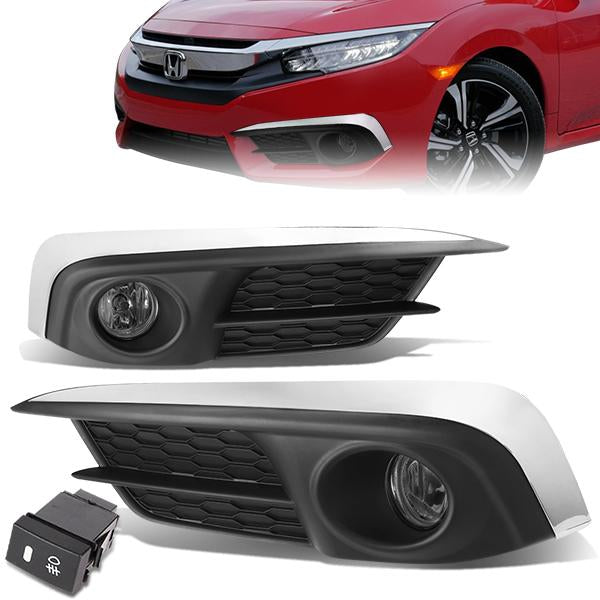 FAROS DE NIEBLA 2016 HONDA CIVIC - WITH SWITCH, BEZEL - H8 BULB - SMOKE