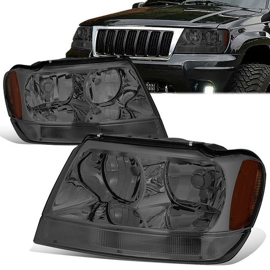 FAROS 99-04 JEEP GRAND CHEROKEE 4-DOOR - 9006 LOW BEAM / 9005 HIGH BEAM - SMOKE HOUSING / AMBER CORNER