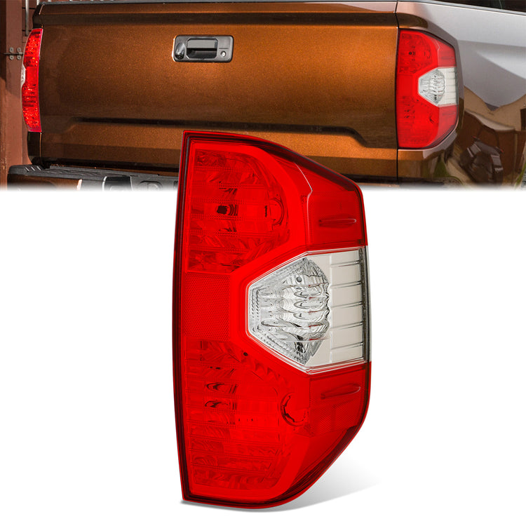 FAROS TRASEROS TY-822-R - FITS 14-21 TOYOTA TUNDRA - PASSENGER RIGHT SIDE - TAIL LIGHT REPLACEMENT (FITS: TOYOTA TUNDRA) - RED+CLEAR LENS - NO LAMP HOLDER, NO BULB - JUST ONE PC RIGHT SIDE