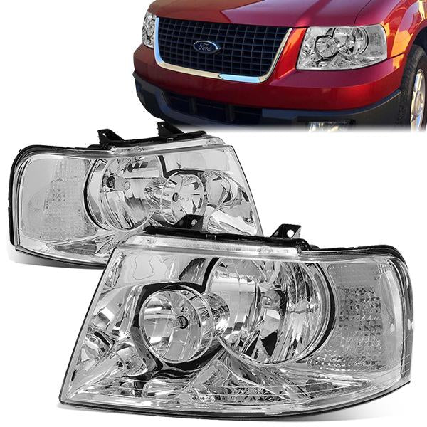FAROS 03-06 FORD EXPEDITION 4-DOOR - 9006 LOW BEAM / 9005 HIGH BEAM - CHROME HOUSING / CLEAR CORNER