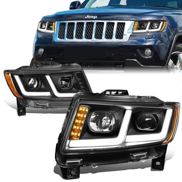 FAROS 11-13 JEEP GRAND CHEROKEE - FITS MODELS WITH HALOGEN HEADLIGHTS ONLY - PROJECTOR LOW BEAM - BLACK HOUSING / AMBER CORNER - H1 LOW BEAM / 9005 HIGH BEAM