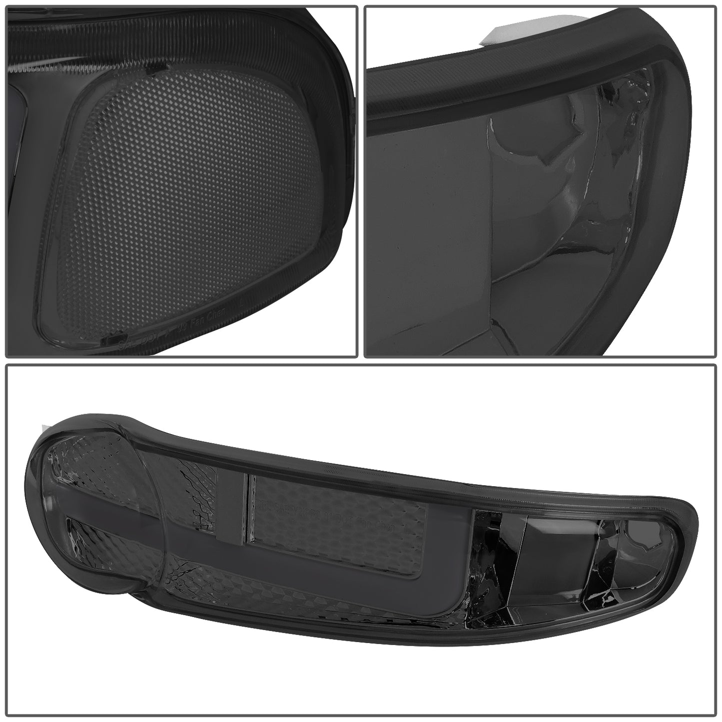 FAROS 01 GMC SIERRA C3 / 02-06 SIERRA 1500 DENALI / 07 SIERRA 1500 DENALI CLASSIC / 01-06 YUKON DENALI, YUKON XL 1500 DENALI - 9006 BULB FOR LOW BEAM - NOTCHING OF BULB BASE MAY BE REQUIRED TO FIT INTO 9005 BULB PLUG - LED DRL - 4PC - SMOKE / CLEAR