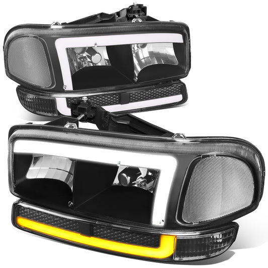 FAROS 99-06 GMC SIERRA 1500, YUKON / 01-06 SIERRA 1500 HD, SIERRA 2500 HD, SIERRA 3500 / 2007 SIERRA 1500, 1500 HD CLASSIC, SIERRA 3500 CLASSIC / 99-04 SIERRA 2500 / 00-06 YUKON XL 1500, YUKON XL 2500 - DOES NOT FIT DENALI, C3 TRIMS - SWITCHBACK LED DRL -