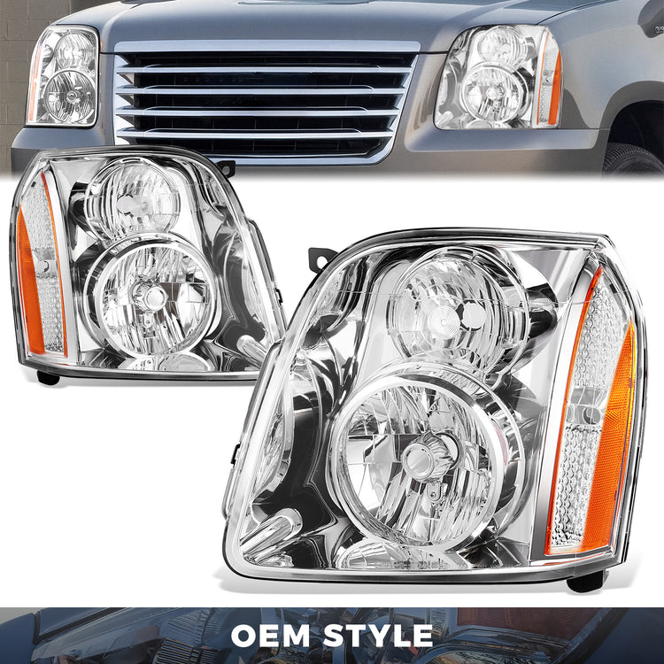 FAROS 07-14 GMC YUKON / 07-14 GMC YUKON XL 1500 - WITH DENALI - H13 HIGH / H13 LOW / 194 SIDE MARKER - CHROME / AMBER