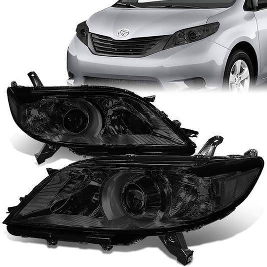 FAROS 11-17 TOYOTA SIENNA XL30 - FITS MODELS W/ HALOGEN HEADLIGHTS ONLY - PROJECTOR - H11 LOW BEAM / 9005 HIGH BEAM / 3457A TURN SIGNAL - SMOKE HOUSING / CLEAR CORNER