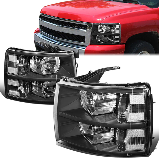 FAROS 07-13 CHEVY SILVERADO 1500 / 07-14 CHEVY SILVERADO 2500 3500 & HD MODELS - BLACK HOUSING / CLEAR CORNER - H11 LOW BEAM / 9005 HIGH BEAM