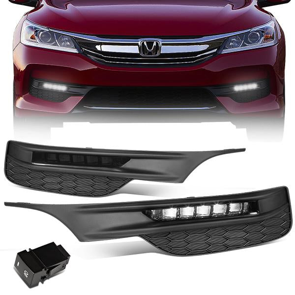FAROS DE NIEBLA 16-17 HONDA ACCORD - HIGH POWERED LED - WITH SWITCH, BEZEL - SMOKE