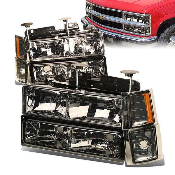 FAROS 94-98 CHEVY C10 2/4-DOOR - 8PC - SMOKE HOUSING / AMBER CORNER - 9006 LOW BEAM / 9005 HIGH BEAM