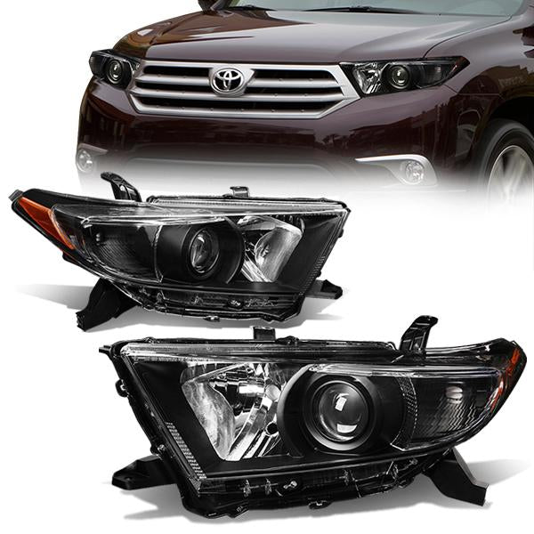 FAROS 11-13 TOYOTA HIGHLANDER - PROJECTOR - 9005 LOW BEAM / H11 HIGH BEAM / 3457A TURN SIGNAL - BLACK HOUSING / AMBER CORNER