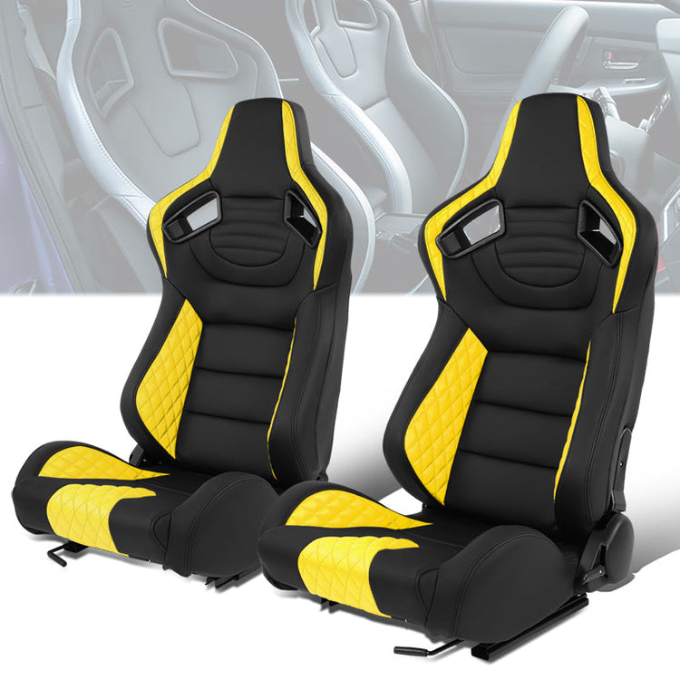 ASIENTOS RACING BLACK RED PVC - WITH SINGLE ADJUSTOR & DOUBLE SLIDER- VEHICLES WITH AFTERMARKET SEAT BRACKET; CAN ACCOMODATE SEAT OVERALL DIMENSIONS