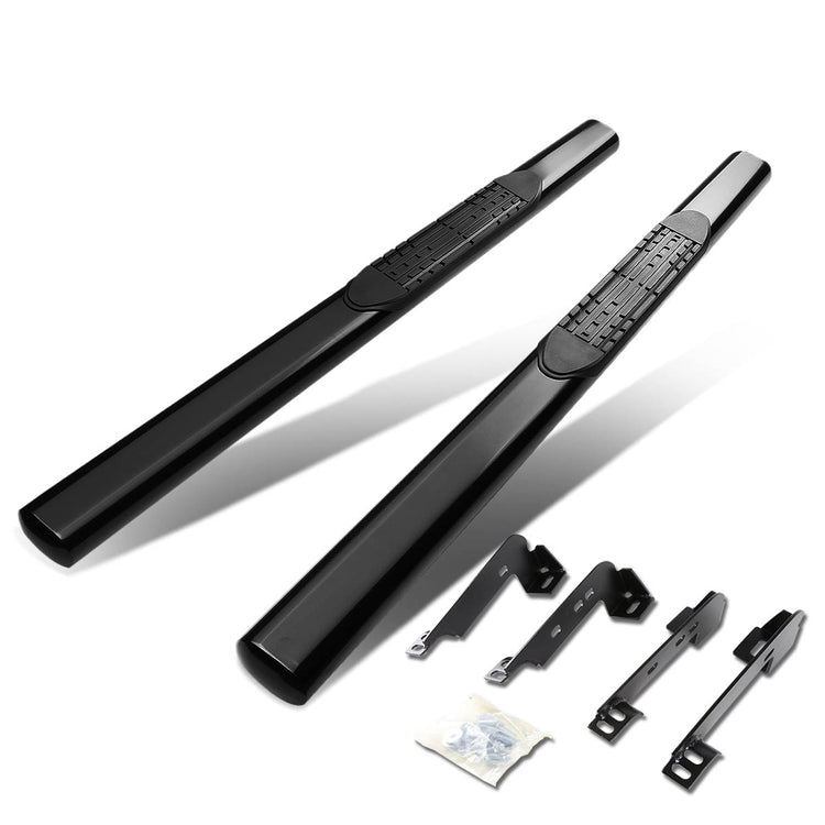 ESTRIBOS 4" - OVAL - STRAIGHT - 99-13 CHEVY SILVERADO 1500, GMC SIERRA 1500 / 99-14 CHEVY SILVERADO 2500, SILVERADO 3500, GMC SIERRA 2500, SIERRA 3500 - REGULAR CAB - BLACK
