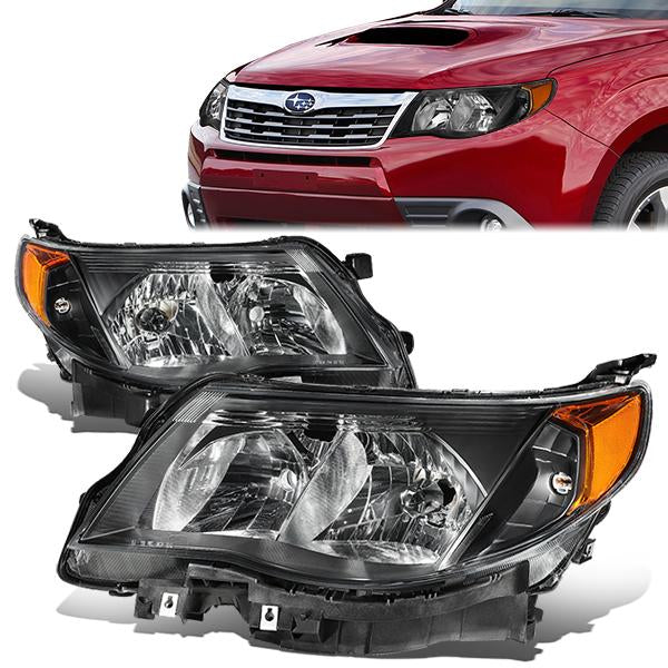 FAROS 09-13 SUBARU FORESTER - FITS MODELS W/ HALOGEN HEADLIGHTS ONLY - 9006 LOW BEAM / 9005 HIGH BEAM - BLACK HOUSING / AMBER CORNER