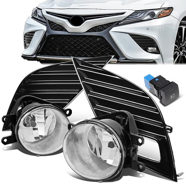 FAROS DE NIEBLA 18-20 TOYOTA CAMRY SE, XSE - WITH SWITCH, BLACK BEZEL - CHROME / CLEAR