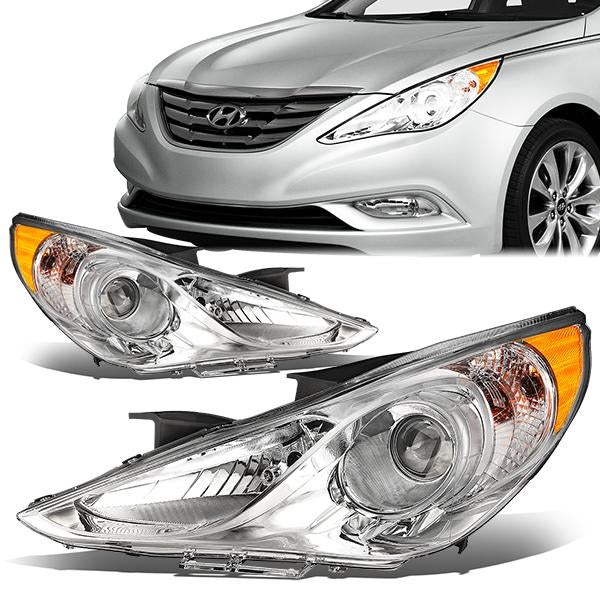 FAROS 11-14 HYUNDAI SONATA 4-DOOR - PROJECTOR - H7 LOW BEAM / HIGH BEAM - CHROME HOUSING / AMBER CORNER