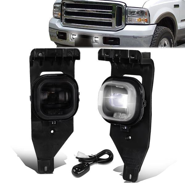 FAROS DE NIEBLA 05-07 FORD F-250, F-350, F-450, F-550 SUPER DUTY / 2005 EXCURSION - PROJECTOR LED - WITH SWITCH, BLACK BEZEL - SMOKE