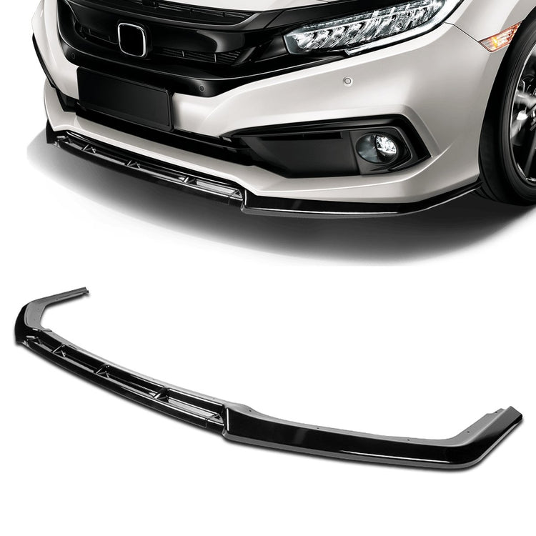 LIP FRONTAL 16-21 HONDA CIVIC - REQUIRES DRILLING BUMPER FOR INSTALLATION - 3PC - PAINTED GLOSS BLACK