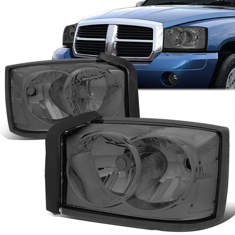 FAROS 05-07 DODGE DAKOTA - OE STYLE - CHROME HOUSING / SMOKED LENS / CLEAR CORNER - H13 LOW BEAM / HIGH BEAM