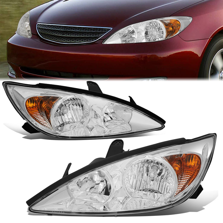 FAROS 02-04 TOYOTA CAMRY 4-DOOR - 9006 LOW BEAM / 9005 HIGH BEAM / 3457A TURN SIGNAL - CHROME HOUSING / CLEAR CORNER