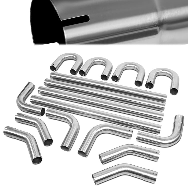 nan EXHAUST PIPES - 3” 45°/90°/180° U-BENDS - STRAIGHT PIPE - STAINLESS STEEL - BRUSHED METALLIC