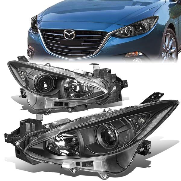 FAROS 14-16 MAZDA 3 4-DOOR - PROJECTOR - H11 LOW BEAM / 9005 HIGH BEAM - BLACK HOUSING / CLEAR CORNER