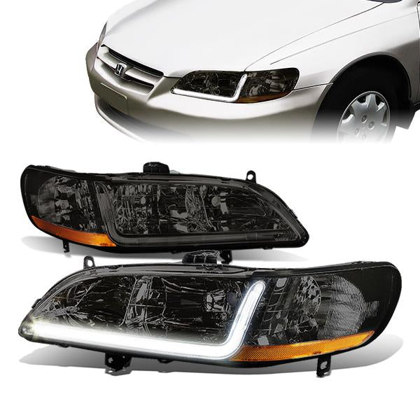 FAROS 98-02 HONDA ACCORD 2/4-DOOR - LED DRL - SMOKE HOUSING / AMBER CORNER - 9006 LOW BEAM / 9005 HIGH BEAM